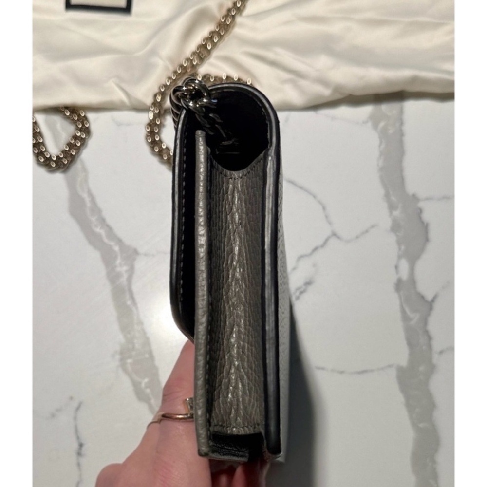 Authentic Gucci Interlocking Dollar Gray Leather … - image 6
